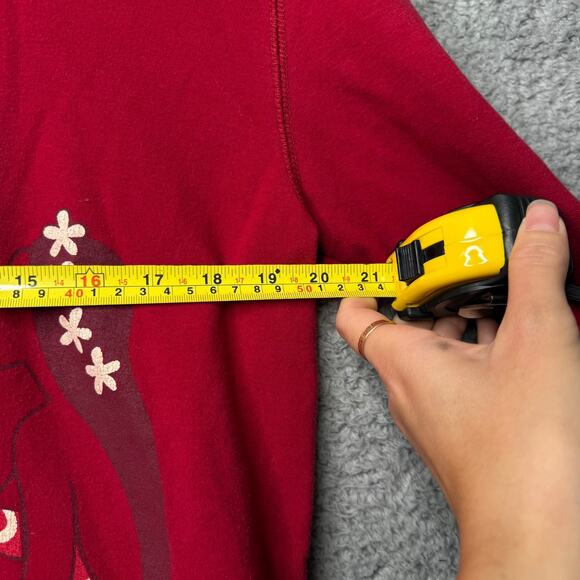 Vintage Hinano Tahiti Jacket Women's Medium Red Floral Island Girl Quarter Zip - Picture 10 of 13